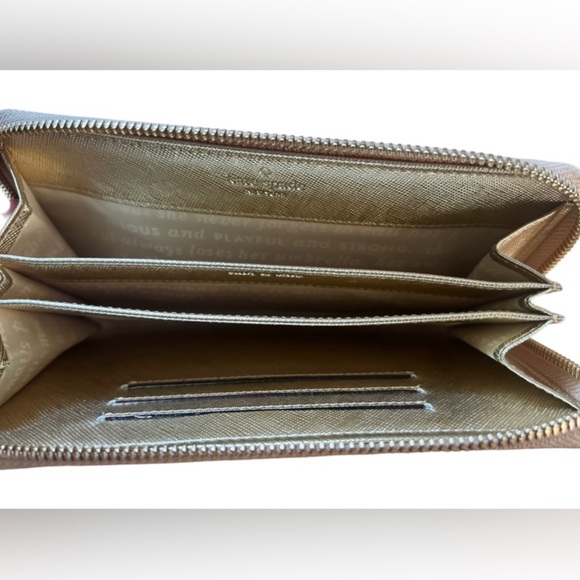 Kate Spade Talk Is Chic Gold Leather Wristlet Wallet with Zipper - Picture 8 of 9